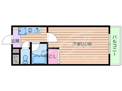 リヴェール千里(1K/2階)の間取り写真