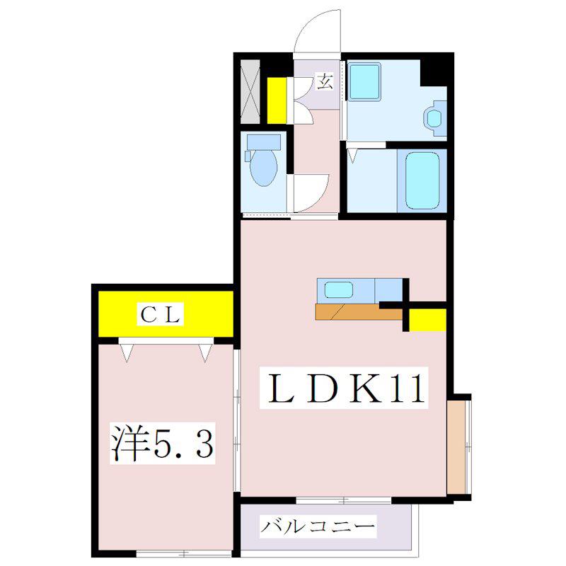 キャトルフィーユ(1LDK/1階)の間取り写真