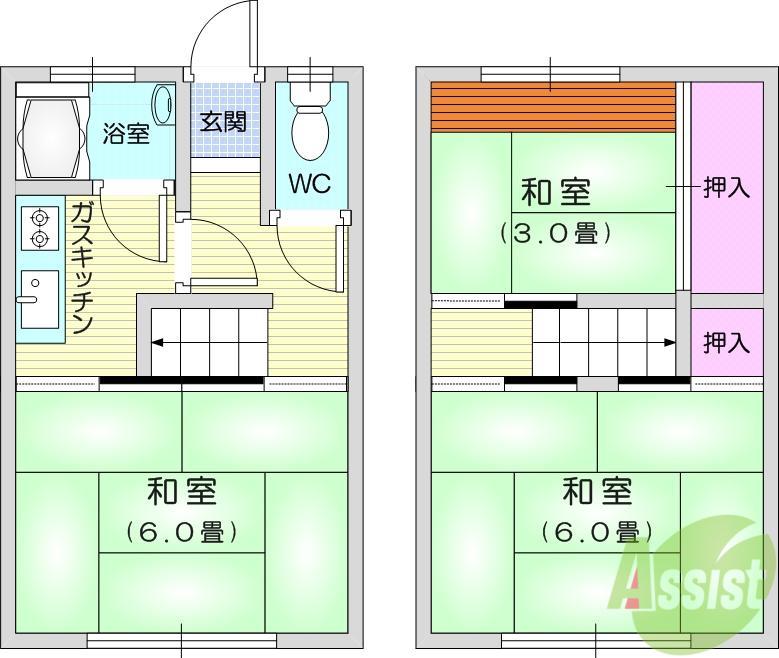 コーポ南仙台(3K/1階)の間取り写真