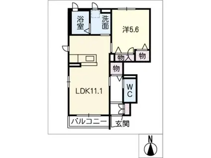 ルミエールイワツカ(1LDK/1階)の間取り写真