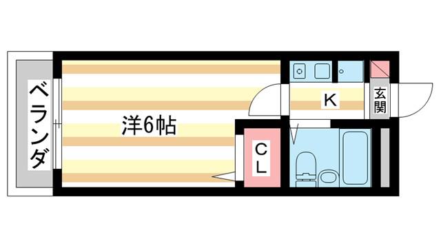 シティパレス富雄北(1K/2階)の間取り写真