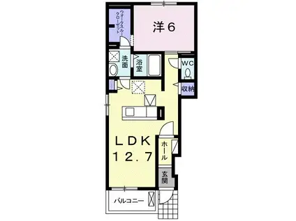 メル コリーヌ II(1LDK/1階)の間取り写真
