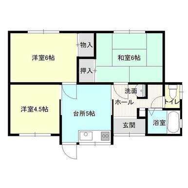葵アパート(3DK/1階)の間取り写真
