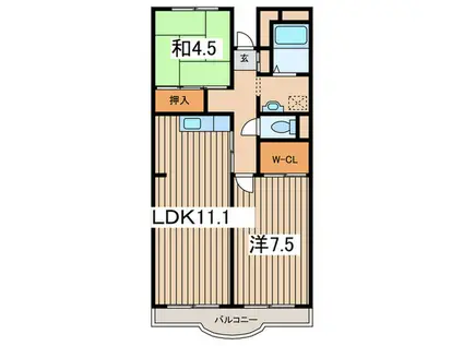 ヴィラアシェンダ(2LDK/1階)の間取り写真