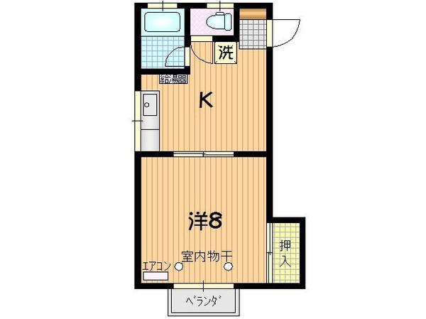 ファミーユKB棟(1K/1階)の間取り写真