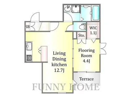 プライムトーン(1LDK/1階)の間取り写真