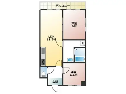 サンレジデンス(2LDK/1階)の間取り写真