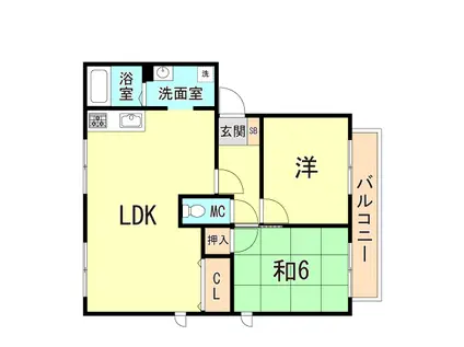 フレグランス南落合IIIB(2LDK/2階)の間取り写真