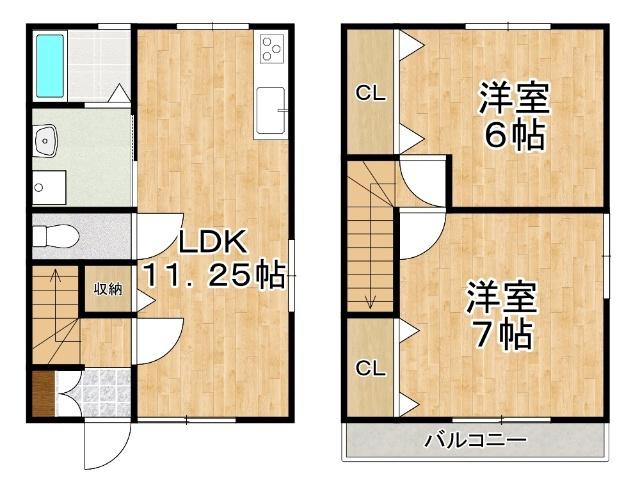 アドバンス乙多見A(2LDK/1階)の間取り写真