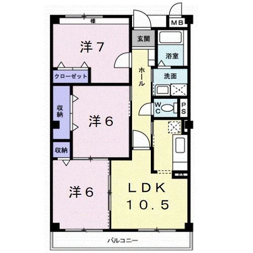 カーサグリーンII(3LDK/2階)の間取り写真