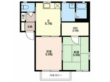 ディアス竹渕(2K/2階)の間取り写真