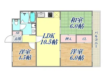 シティハイツ七松(3LDK/4階)の間取り写真