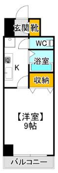 グランデール野田(1K/6階)の間取り写真