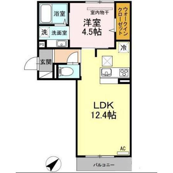 Kスタイル清水(1LDK/1階)の間取り写真