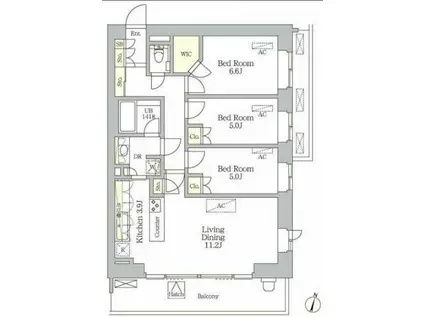プラウド代々木初台(3LDK/2階)の間取り写真
