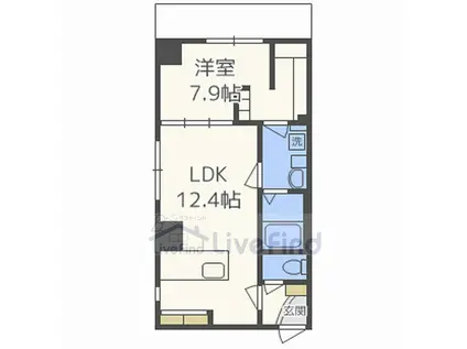 トロワ2ND(1LDK/9階)の間取り写真