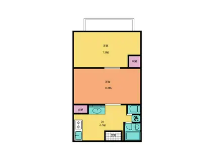 イトピア ヤナセ(2DK/2階)の間取り写真