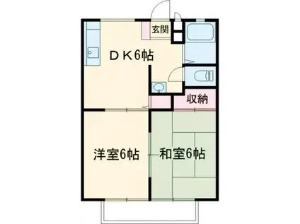フラワーハイツ砥上(2DK/1階)の間取り写真