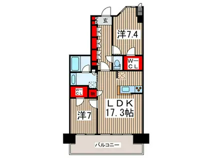 エスティメゾン豊洲レジデンス(2LDK/5階)の間取り写真