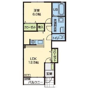 NJ三島町II(1LDK/1階)の間取り写真