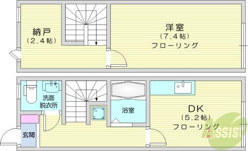 メゾネットK(1SDK/1階)の間取り写真