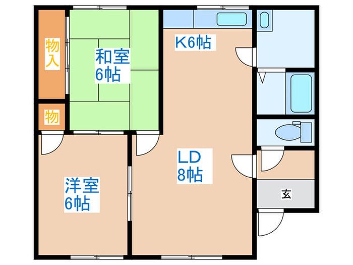 ハイツ川吉A(2LDK/2階)の間取り写真