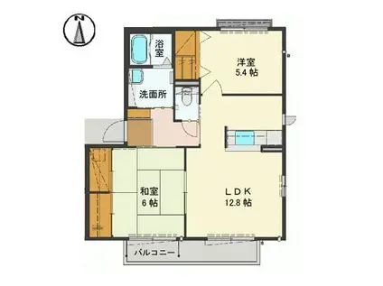 グランマスト安佐南C棟(2LDK/2階)の間取り写真