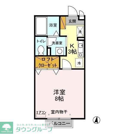 セジュールSA(1K/2階)の間取り写真