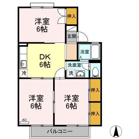 セジュール中條(3DK/2階)の間取り写真
