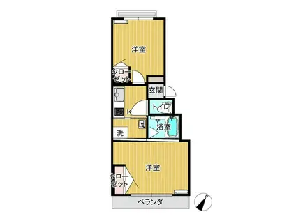 大洋中村北マンション(2K/3階)の間取り写真