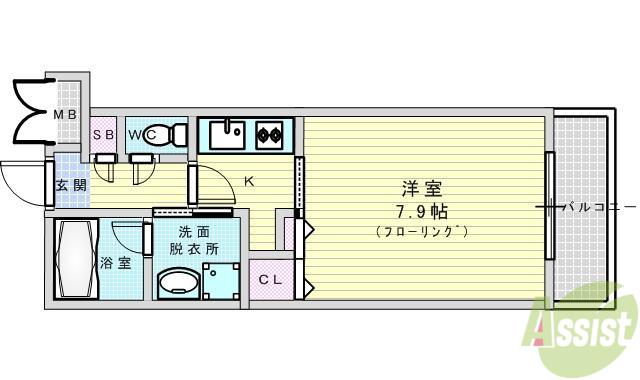 グランシス江坂(1K/10階)の間取り写真