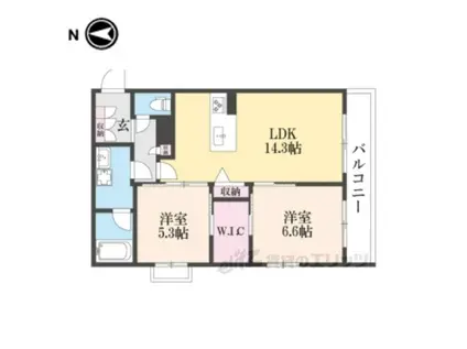 HABITER御所西(2LDK/3階)の間取り写真