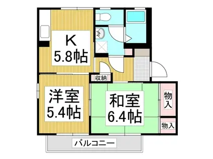 ディアスポム A(2DK/2階)の間取り写真