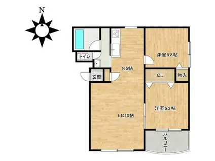 第一ハウス壱番館(2LDK/3階)の間取り写真