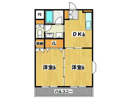 パレスK(2DK/3階)の間取り写真