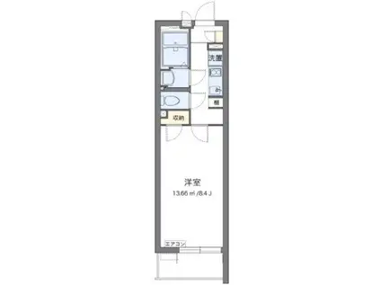 クレイノ黄金屋III(1K/2階)の間取り写真