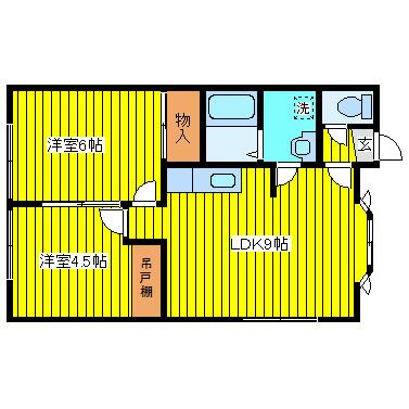 ハイツメープル(2LDK/1階)の間取り写真