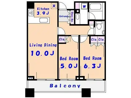 グランドターミナルタワー本八幡(2LDK/15階)の間取り写真