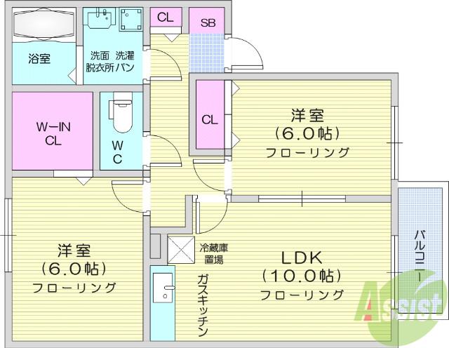 サンライトカンタ(2LDK/2階)の間取り写真