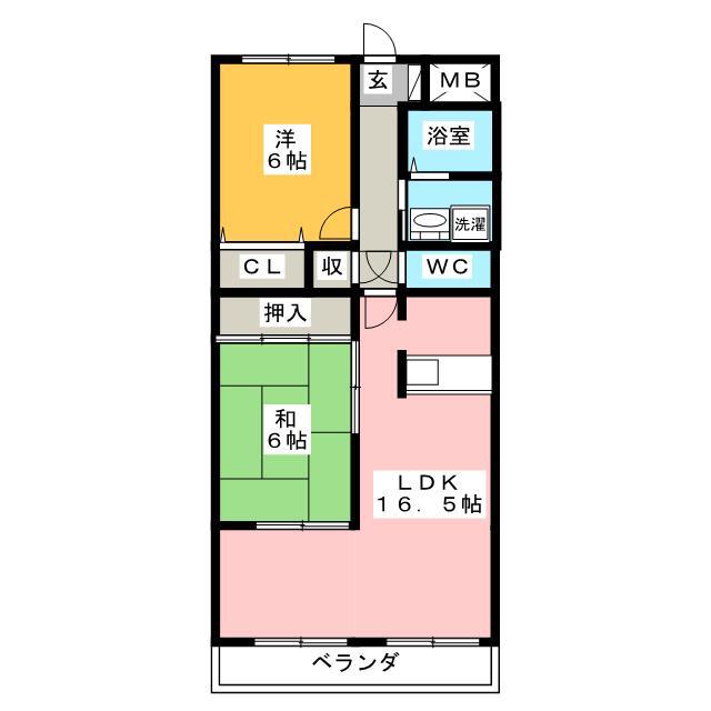 フローラ(2LDK/3階)の間取り写真