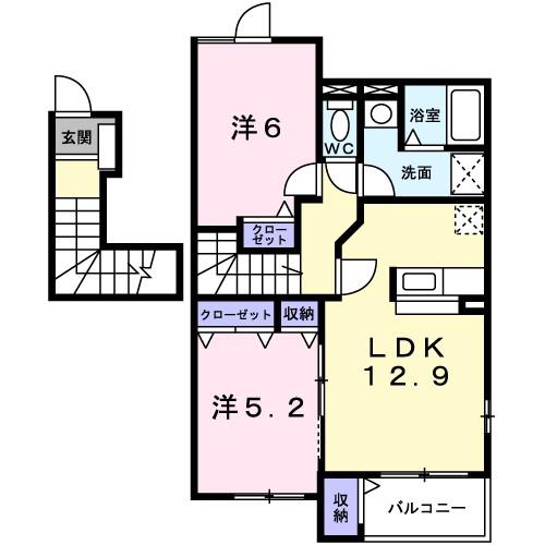 フォーリスト II(2LDK/2階)の間取り写真