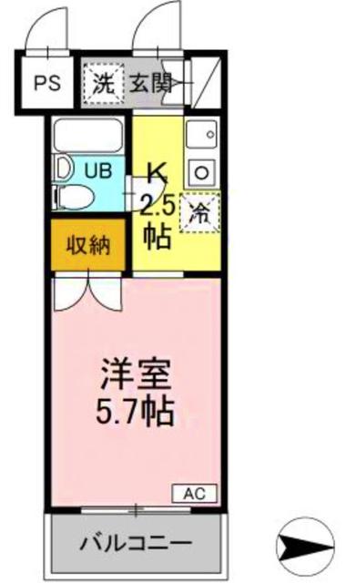 ジュネス西生田(1K/5階)の間取り写真