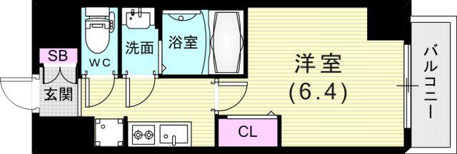 CREST TAPP DITA 神戸西パークフロント(1K/14階)の間取り写真