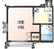 ファミーユ一ツ橋(1K/2階)の間取り写真