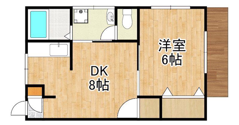 Kハイツ(1DK/1階)の間取り写真