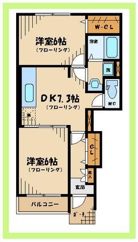 エムワカマツ(2DK/1階)の間取り写真