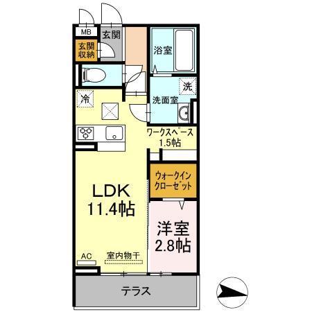 ソンシル新山口(1LDK/2階)の間取り写真