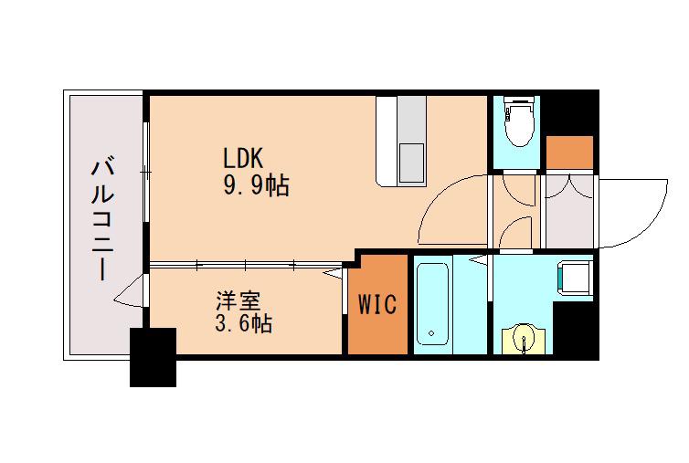 CASA FORTUNA(1LDK/9階)の間取り写真