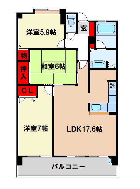 ロフティ筑紫野(3LDK/6階)の間取り写真