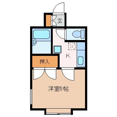 ハイツ萌(1K/2階)の間取り写真
